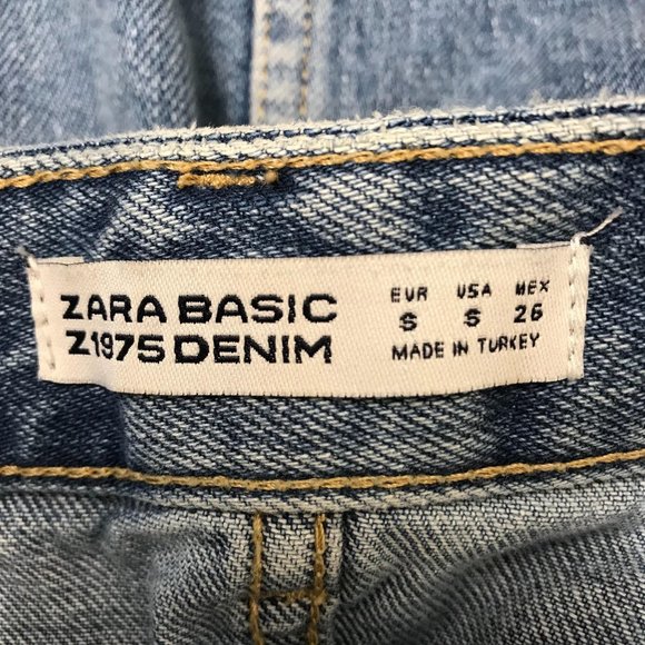 Zara Womens Blue Embroidered High Low Raw Hem Denim Mini Skirt Size S - Picture 4 of 4